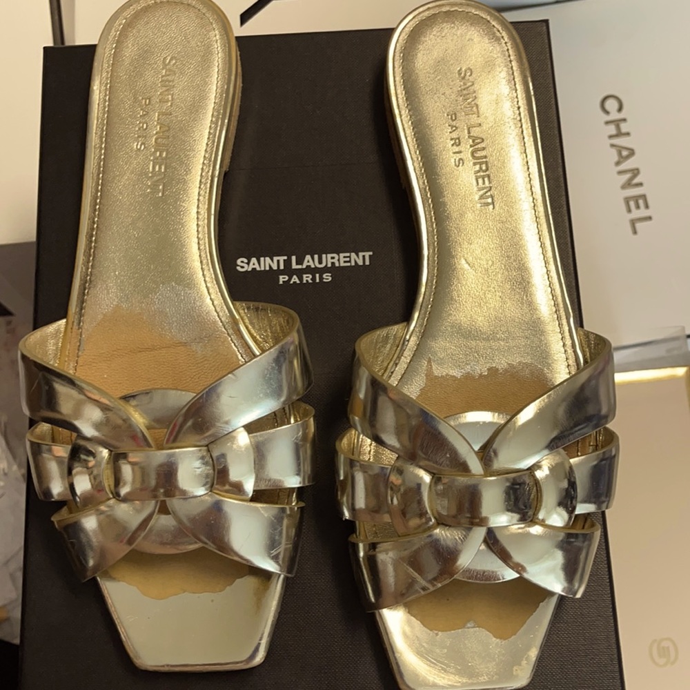 Saint Laurent Gold Sandals